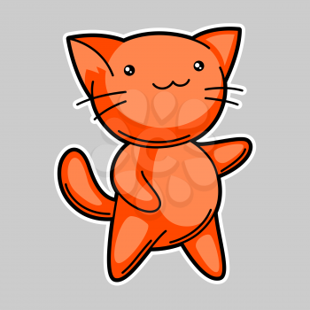 Cute kawaii red cat. Sticker for fun