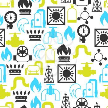 Natural gas production, injection and storage. Industrial seamless pattern.