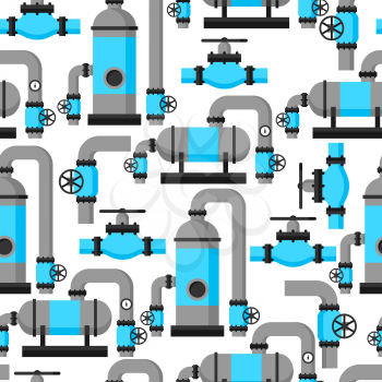 Natural gas heat exchanger, control valves and storage. Industrial seamless pattern.
