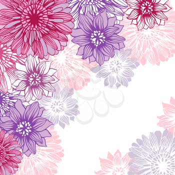 Floral background with hand draun flowers. Vector illustration