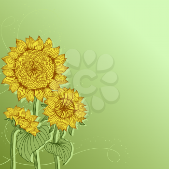 Yellow sunflowers. Vector flower element for design.