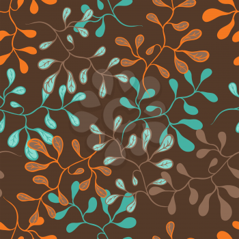 Vector background with hand drawn leaves.