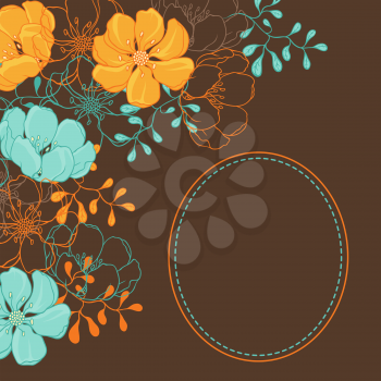 Vector background with hand drawn stylish flowers.