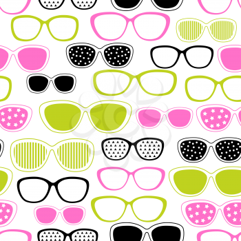 Glasses and sunglasses seamless pattern. Vector texture.