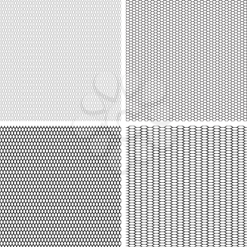 Old lace background, set of 4 seamless pattern. Vector texture.