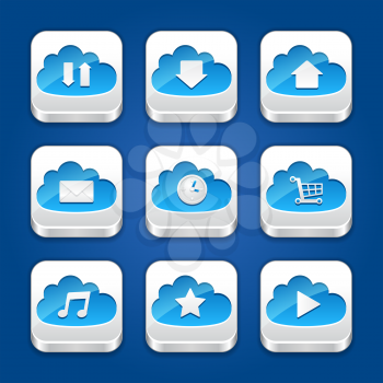 Collection of apps icons with clouds.