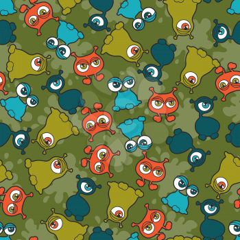 Abstract seamless pattern with cute monsters.