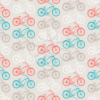 Bicycles seamless pattern in retro style.