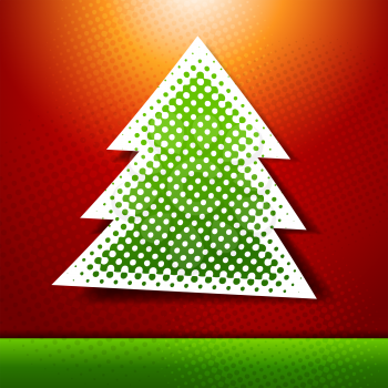 Christmas and New year holidays vector card with tree.