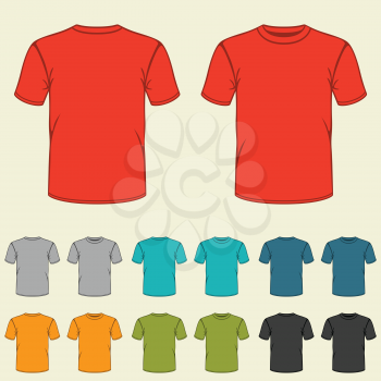 Set of templates colored t-shirts for men.