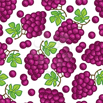 Seamless pattern with stylized fresh ripe grapes.