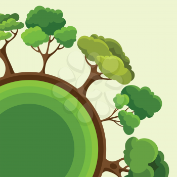 Ecology background design with abstract stylized trees.