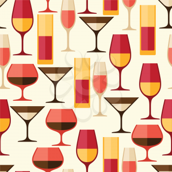 Restaurant or bar seamless pattern with different glasses.