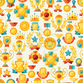 Seamless pattern with trophy and awards in flat design style.