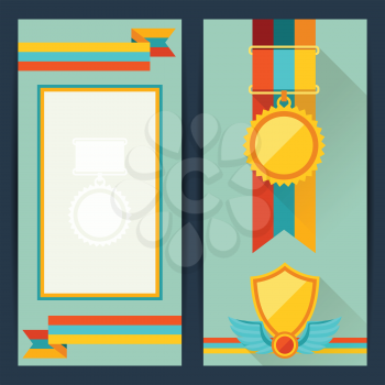 Certificate templates with awards in flat design style.