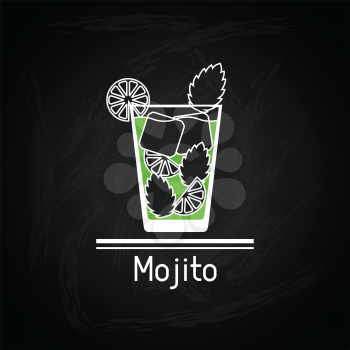 Illustration with glass of mojito for menu cover.