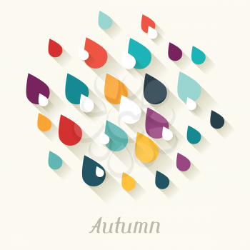 Autumn background with falling drops in flat design style.
