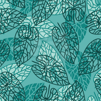 Seamless pattern design with stylized abstract leaves.