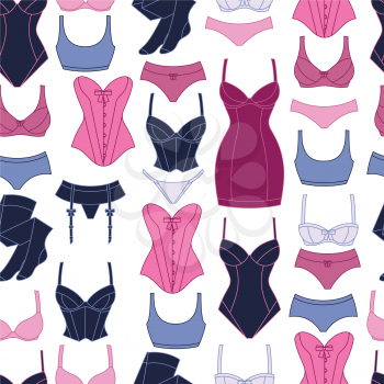 Fashion lingerie seamless pattern with female underwear.