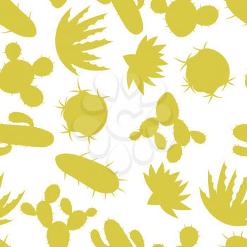 Cactuses and plants stylized natural seamless pattern.