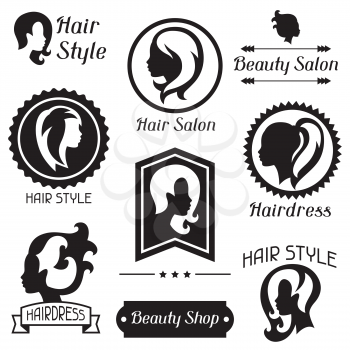 Set of badges and emblems for beauty or hairdressing salon.