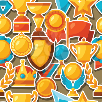 Sport or business award sticker icons seamless pattern.