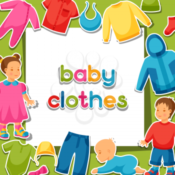 Baby clothes. Background with clothing items for newborns and children.