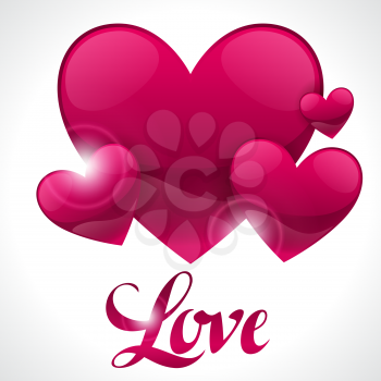 Valentine day background with word love and hearts. Design greeting cards, banners. Concept for wedding invitation.