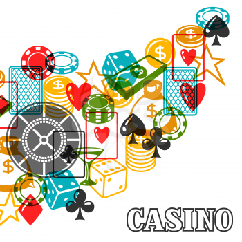Casino gambling background design with game objects.