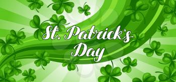 Saint Patricks Day banner. Green clover shamrock and the four-leaf.