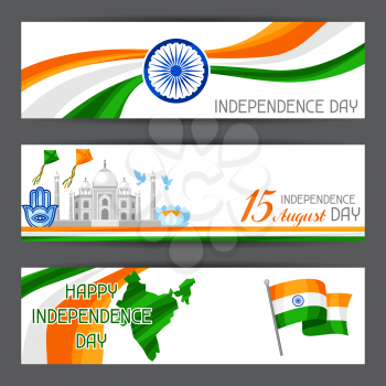 India Independence Day banners. Celebration 15 th of August.