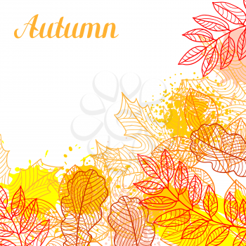 Floral background with stylized autumn foliage. Falling leaves.