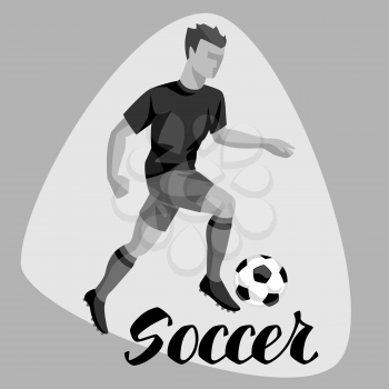 Soccer player with ball. Sports football illustration.