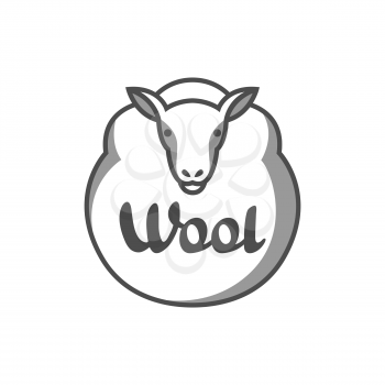 Wool emblem with merino sheep. Label for hand made, knitting or tailor shop.