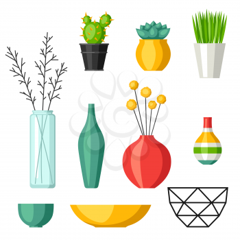 Home decoration vases flower pots, succulents and cacti.