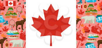 Canada background design. Canadian traditional symbols and attractions.