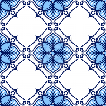 Italian tile pattern. Ethnic folk ornament. Mexican talavera, portuguese azulejo or spanish majolica.