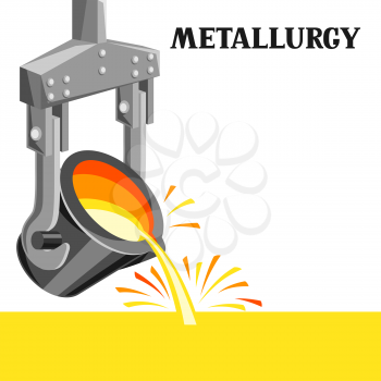 Metallurgical ladle illustration. Industrial equipment for casting metal.