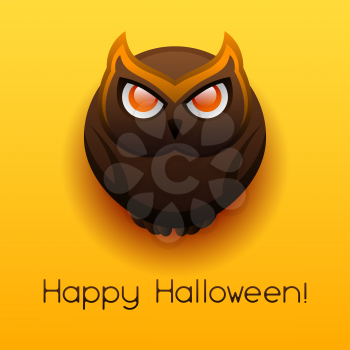 Happy Halloween angry owl. Celebration party greeting card.