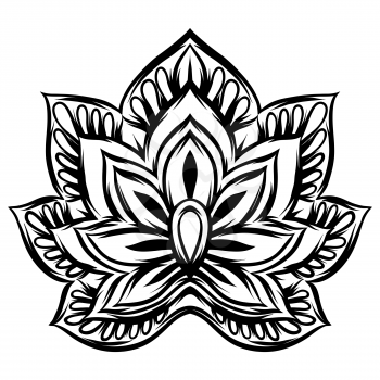 Indian ethnic decorative element. Ethnic folk ornament. Hand drawn lotus flower.