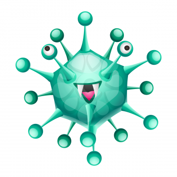 Adeno virus illustration. Little angry microbe or monster.
