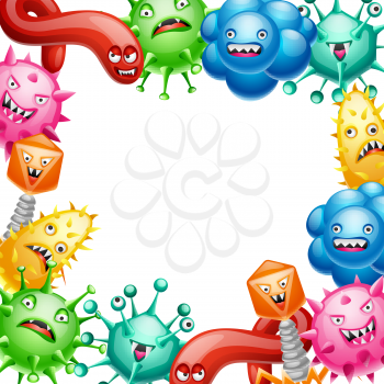 Background with little angry viruses.