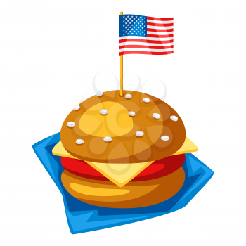 Illustration of stylized hamburger or cheeseburger. Isolated on white background.