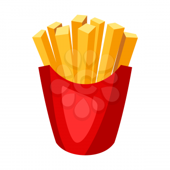 Illustration of stylized french fries. Fast food meal. Isolated on white background.