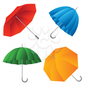 Set of color umbrella. Cartoon illustration of bright accessories.