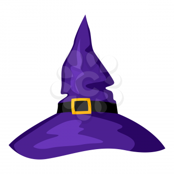 Happy halloween illustration of witch hat. Cartoon holiday icon.