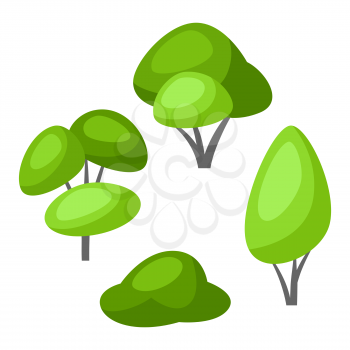Spring or summer stylized tree with green leaves. Natural illustration.