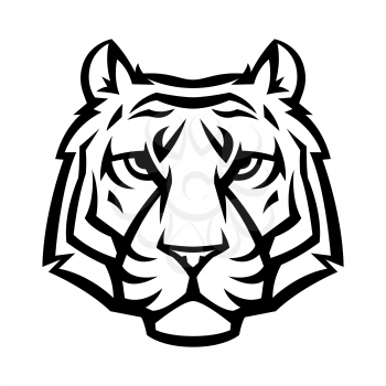 Mascot stylized tiger head. Illustration or icon of wild animal.