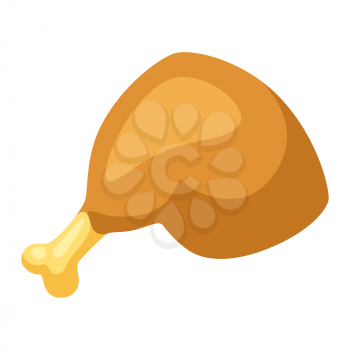 Illustration of stylized chicken leg. Icon in carton style.