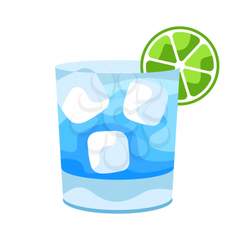 Gin and Tonic cocktail illustration. Stylized image of alcoholic beverage.